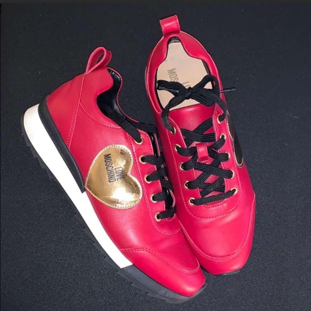 SOLD!!  Beautiful Red Moschino Tenis shoes.